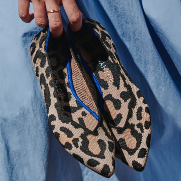 Rothy's The Point Big Cat Flats in Animal Cheetah Leopard Print Knit Women's - Picture 1 of 7